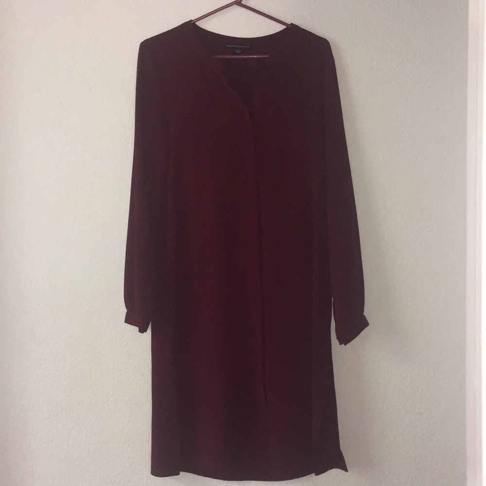 Harlow and Graham Long Red Button up Dress